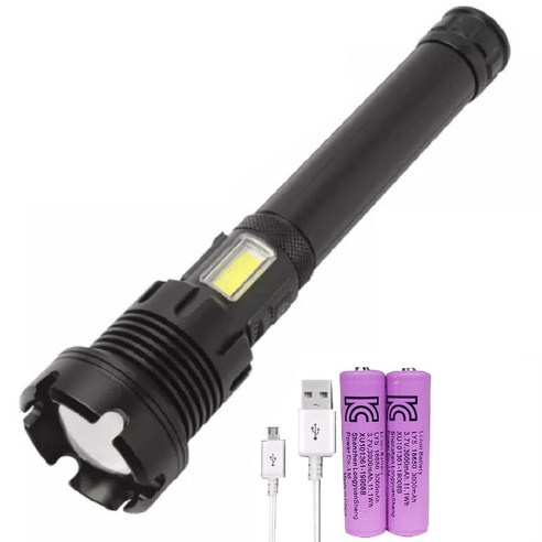 XHP90.2 led 후레쉬 손전등 충전식 줌 써치라이트 헤루질 등산 낚시 랜턴, xhp90.2후레쉬+18650배터리3000mah2개, 1개