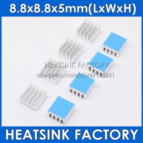 방열판 공장 50pcs 알루미늄 8.8x8.8x5mm 칩 라디에이터 쿨러 IC 3D 프린터 A4988 용 열 양면 접착 테이, 01 Silver_01 50pcs