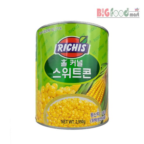 동서 리치스 홀 커넬 스위트 콘 통조림, 2.95kg, 1개