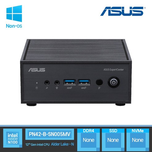 에이수스 ASUS 미니PC PN42-B-SN005MV N100 모니터 VGA HDMI DP 지원 듀얼랜 베어본 컴퓨터, Free DOS