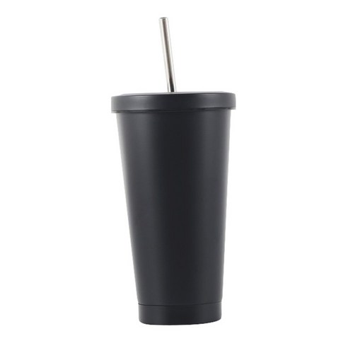 그릿(Grit) 보온 보냉 스테인리스 심플 빨대 텀블러 500ml, 블랙