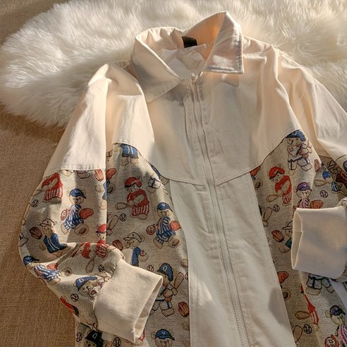 DFMEI 리틀 베어 재킷 유행 봄 스트리트 재킷 봄과 가을 Ins 의류 디자인 감각 틈새