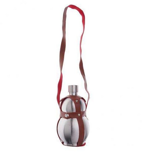 가죽 벨트 1500ml가있는 2x 와인 포트 조롱박 병 스테인레스 스틸 주류 용기, 1500ml, 실버