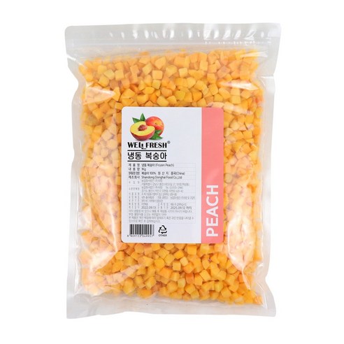 웰프레시 냉동 복숭아 다이스 1kg (2봉), 2개