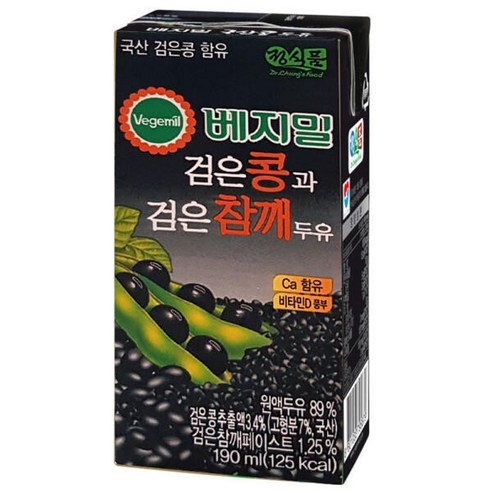 베지밀 검은콩과검은참깨 190ml x 48팩, 48개