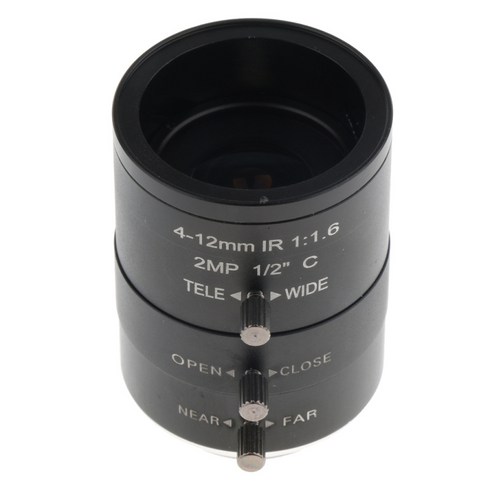 Varifocal 4-12mm 1/2 "F1.6 C 마운트 수동 조리개 렌즈 CCTV 보안 카메라, 설명, 블랙, 설명
