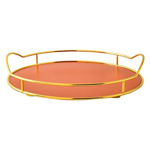 골드 화장대 욕실 용 트레이 메이크업 주최자 홈 장식 홈 장식, 주황색, 12inch., 철