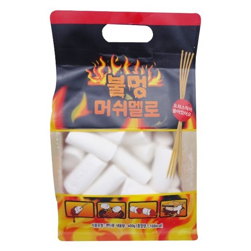 (꼬치포함) 불멍 마시멜로 캠핑 스모어, 4개, 400g