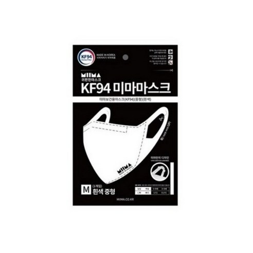 미마마스크 보건용 마스크 중형 KF94, 30개입, 3개, 0 1 화이트