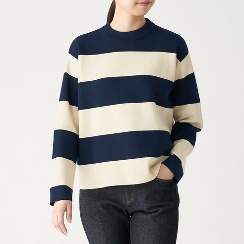 무인양품 MUJI 여성 더블 페이스 크루넥 스웨터 BAC76A0S