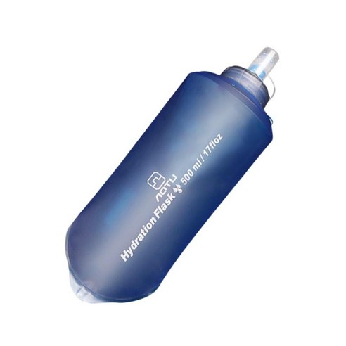 500ml 접을 수있는 물병 스포츠 부드러운 물 가방 누출 방지 식품 학년 TPU 여행 야외 하이킹 사이클링을위한, 26x10.5cm, 푸른