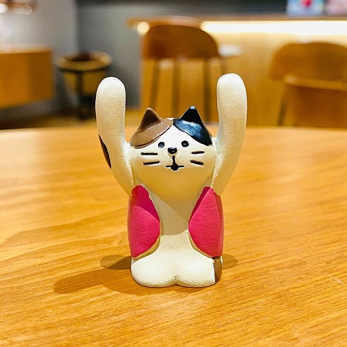 귀여운 손 드는 동물 탁상 장식품, 얼룩 고양이