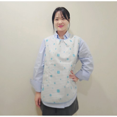 세수조끼 미니앞치마 주방앞치마 다용도 보육교사앞치마, 하늘빛 원형, 1개, M