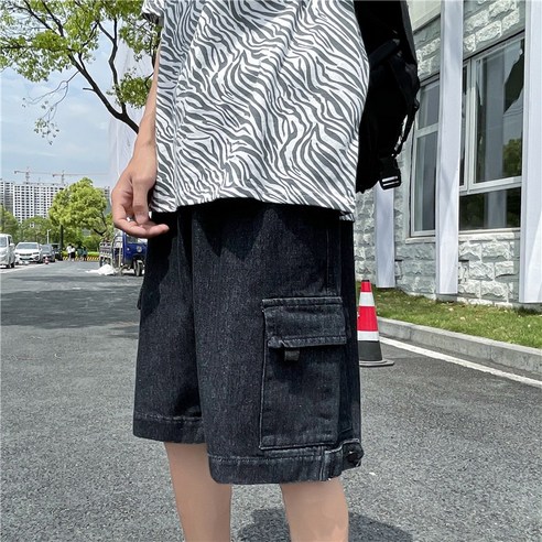 DFMEI 여름 얇은 데님 반바지 남성 패션 브랜드 느슨한 반바지 한국어 스타일 유행 반바지