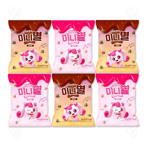 캐치티니핑 하츄핑의 미니별과자 2종, 1세트, 360g, 초코 3개+ 딸기 3개