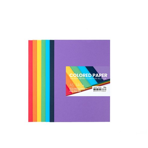 star starred 두꺼운(180g) 레인보우 7컬러 색지(7 COLORED PAPER), A5 140매