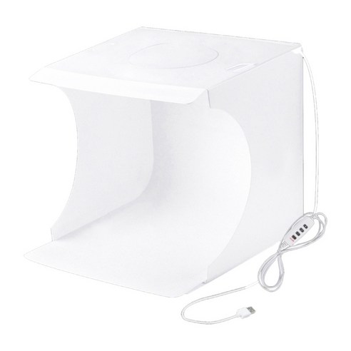 휴대용 스튜디오 촬영 텐트 접이식 사진 스튜디오 상자 LED 조명 포함, 22x23x24cm, 화이트, PVC