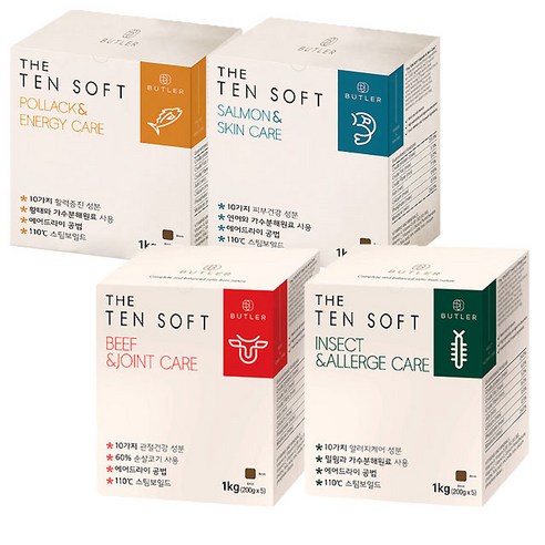 버틀러 더텐 소프트 THE TEN SOFT 1kg 4종 - 비프&조인트 케어 / 인섹트&알러지 케어 / 연어&스킨 케어 / 황태&에너지 케어, 반려동물 물티슈, 1개, 기타생선