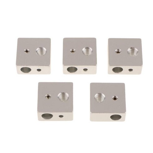 3D 프린터 핫 엔드 필라멘트 용 5PCS MK8/V6 알루미늄 히터 블록, 20X20x10mm, 실버