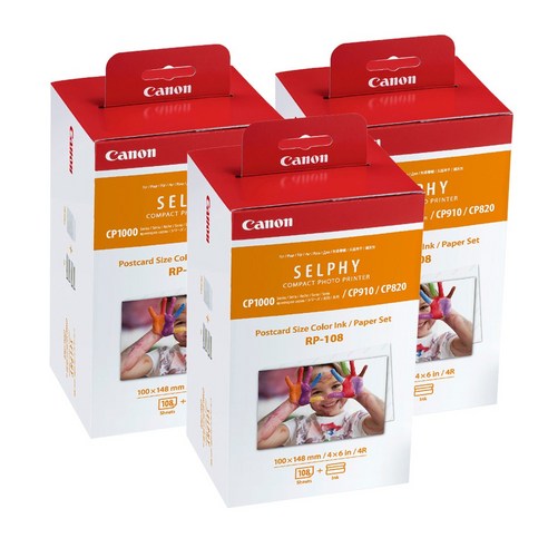 캐논 셀피 포토인화지 엽서사이즈 RP-108, 01. 4X6, 3개