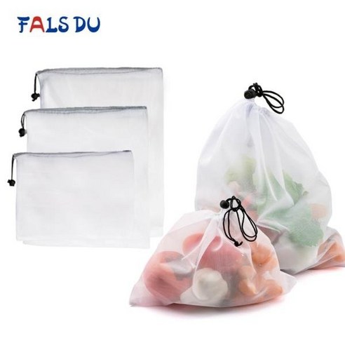 3pcs 재사용 가능한 야채 과일 가방 에코 친화적 인