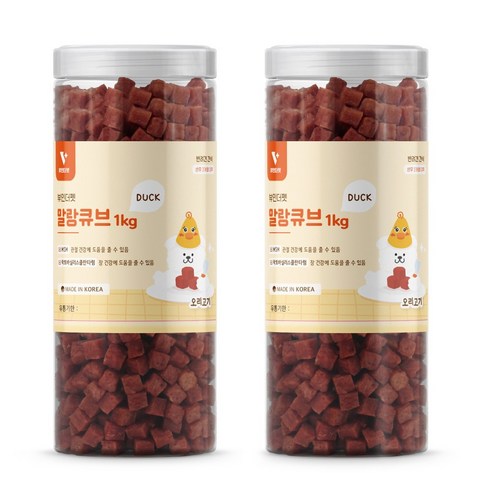 뷰인더펫 강아지간식 말랑큐브 오리고기 대용량 1kg, 2개