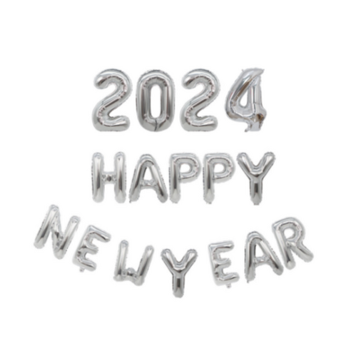 파티보그 2024 새해파티 해피뉴이어 헬로우 풍선, HappyNewYear, 1개, 실버