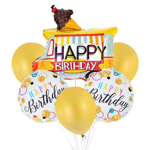 파티팡 은박풍선 고무풍선 생일파티 장식 풍선부케세트, 1개, 생일 아이스크림버스세트