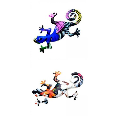 정원 안뜰 장식 선물을 위한 2pcs 도마뱀붙이 벽 장식 조각, 설명한대로, 금속