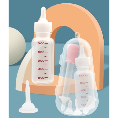 새끼 강아지 고양이 젓병 세트 애완 반려 동물 인공 포유 초유 분유 우유 약 먹이기 물병, A 핑크, 1개