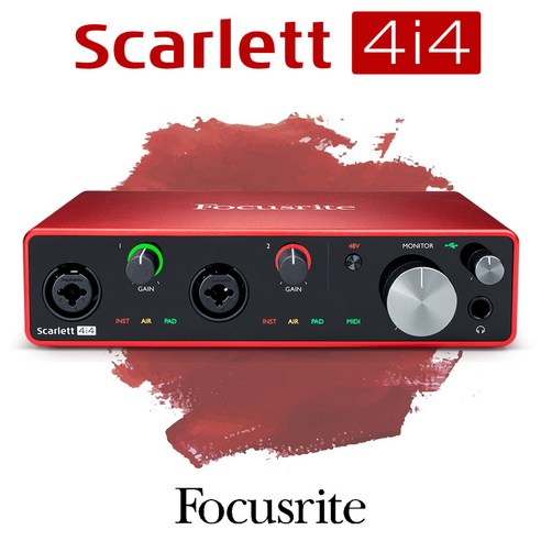 Focusrite 포커스라이트 스칼렛 4i4 3세대 Scarlett 4i4 오디오 인터페이스 방송용 녹음용 오인페