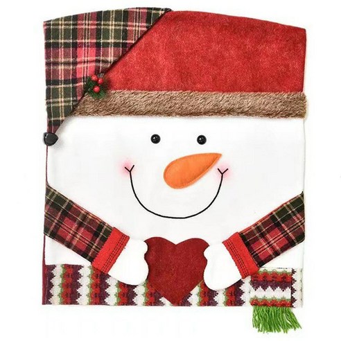 HUBO 크리스마스 의자 등받이 밴딩 스판 커버 패밀리 홀리데이 파티, 눈사람