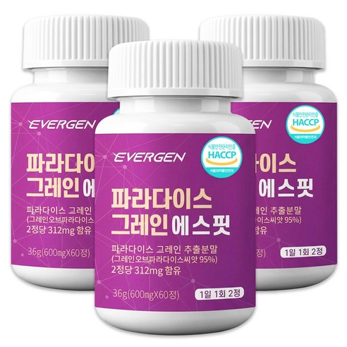 에버젠 파라다이스 그레인 에스핏 HACCP 인증, 3개, 60정
