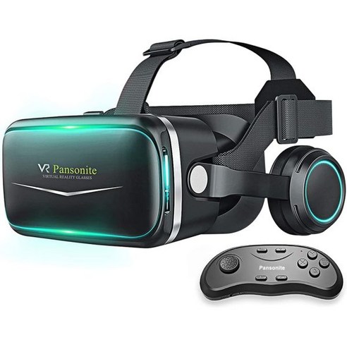   리모콘이 있는 Pansonite Vr 헤드셋새 버전 VR 게임 및 3D 영화용 안경 가상 현실 헤드셋 iPhone Android 스마트폰용 아이 케어 시스템