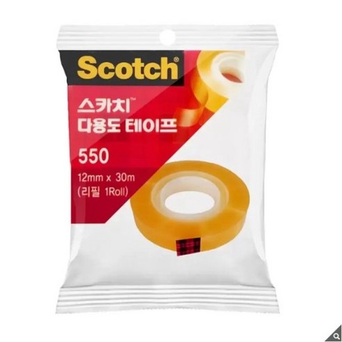 3M 스카치 다용도 550리필 12mm x 30M 12롤 팩, 1개