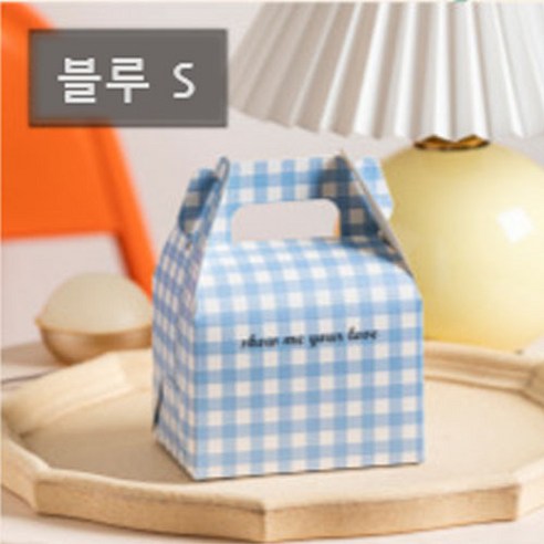 어썸 체크 답례품 선물 상자 쇼핑백, 블루