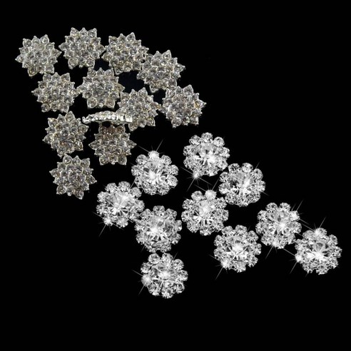 20Pcs 크리스탈 라인 석 버튼 Flatback 장식 DIY 12mm 16mm 2 모양, 은, 합금