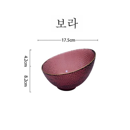 DFMEI 식기 금테 해머 글라스 샐러드볼 가정용 야채 디저트 클리어볼입니다, DFMEI 보라색 골드 크로스 컷 그릇 소형