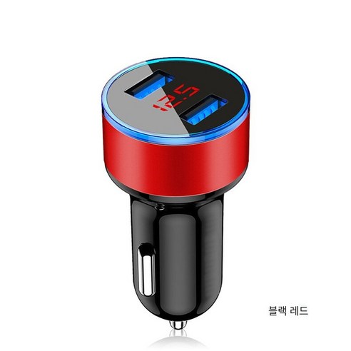다기능 디스플레이 자동차 충전기 3.1A 듀얼 USB 스마트 폰 충전기 LED 조명, 전압 디스플레이 블랙 및 레드 OPP 가방