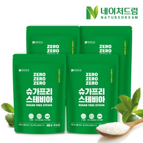 네이처드림 설탕대체 슈가프리 스테비아 400g 4팩 / 에리스리톨, 4개