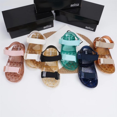 미니멜리사 벨크로 미끄럼 방지 플랫 샌들 비치 슈즈