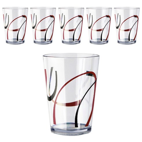코렐 아크릴릭 스퀘어 글래스 일반 물컵 236.6ml, Fine Lines, 6개입