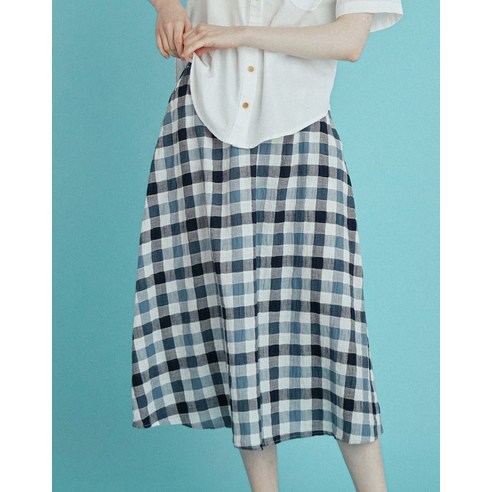 [여름 세일 15%] 체크 블루 컬러의 셔링 스커트 232403CBL 베스띠벨리스커트