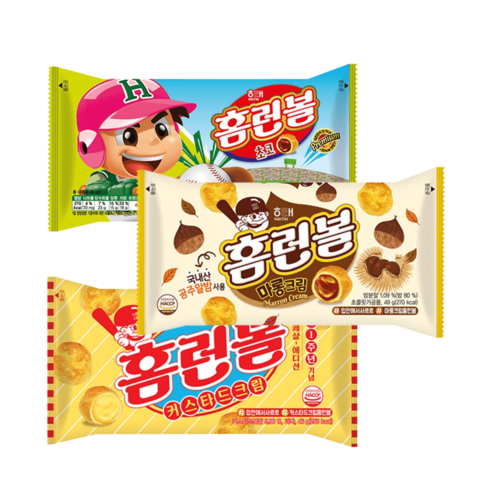 해태 홈런볼 마롱크림 49g 4개+4개 (초코 커스타드), 홈런볼 커스타드 5개, 홈런볼 마롱크림 4개