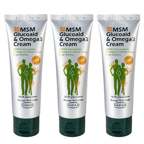 MSM 글루코에이드 오메가3 크림, 3개, 120ml