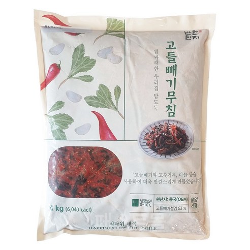 반찬단지 고들빼기무침4kg 1개, 22개, 4kg