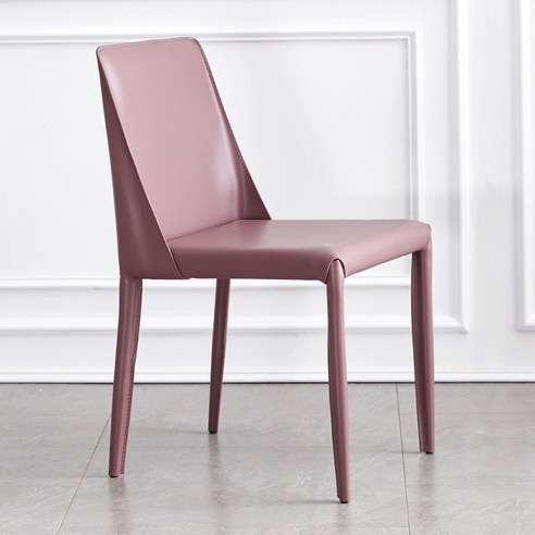 북유럽 식탁 의자 심플하다 현대 가정용 안장 가죽 의자 등받이 의자 호텔 의자 식당 의자 가벼운 사치 식탁 의자, 연뿌리 핑크 안장 의자