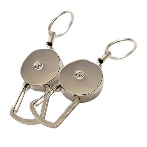2 팩 키 홀더 튼튼한 열쇠 고리 클립 카라비너 ​​버클 열쇠 고리 19.68inch, 실버, 25mm, 금속