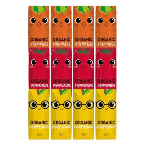 KL8_롯데칠성 오가닉유기농 크니쁘니지니125ml 각4개씩 (총12팩), 125ml