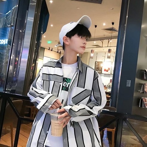 KORELAN 와이드 셔츠 남성 긴팔 셔츠